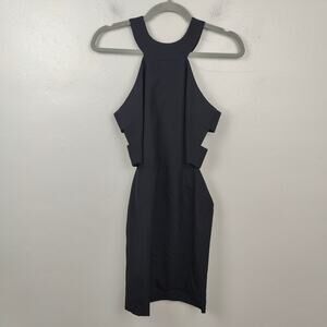 Nomia Cut Out Dress Womens 2 Black Sleeveless Mini Y2K Rave Goth Minimalist‎